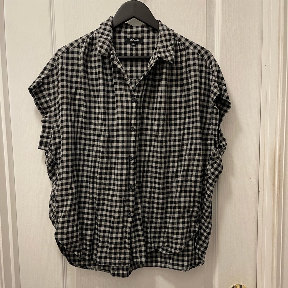 Madewell Black & White Gingham Button Shirt Size Large